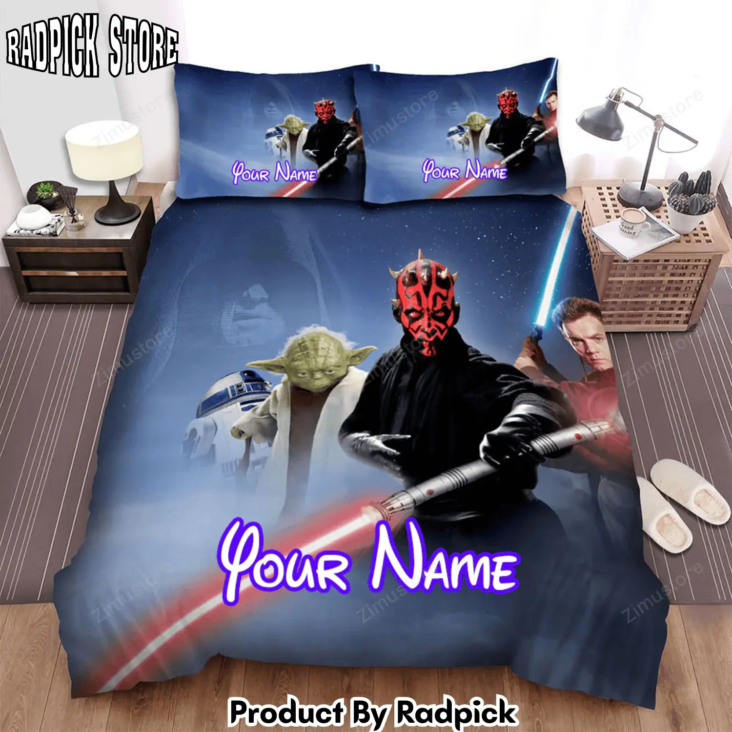 Radpick star wars episode i the phantom menace demon with sword scene movie picture bed sheets spread comforter duvet cover personalized name bedding sets rp3271993